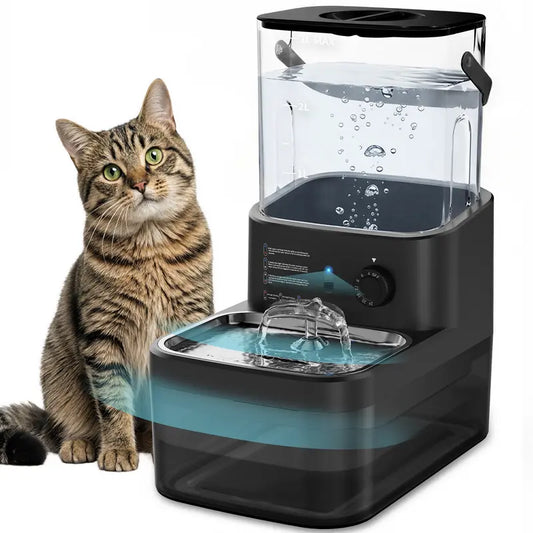 3L Cat Water Fountain Stainless Steel, Cordless Pet Water Dispenser for Cats & Small Dogs, Motion Sensor, Filterless, Separate Clean & Used Water, Automatic, Quiet
