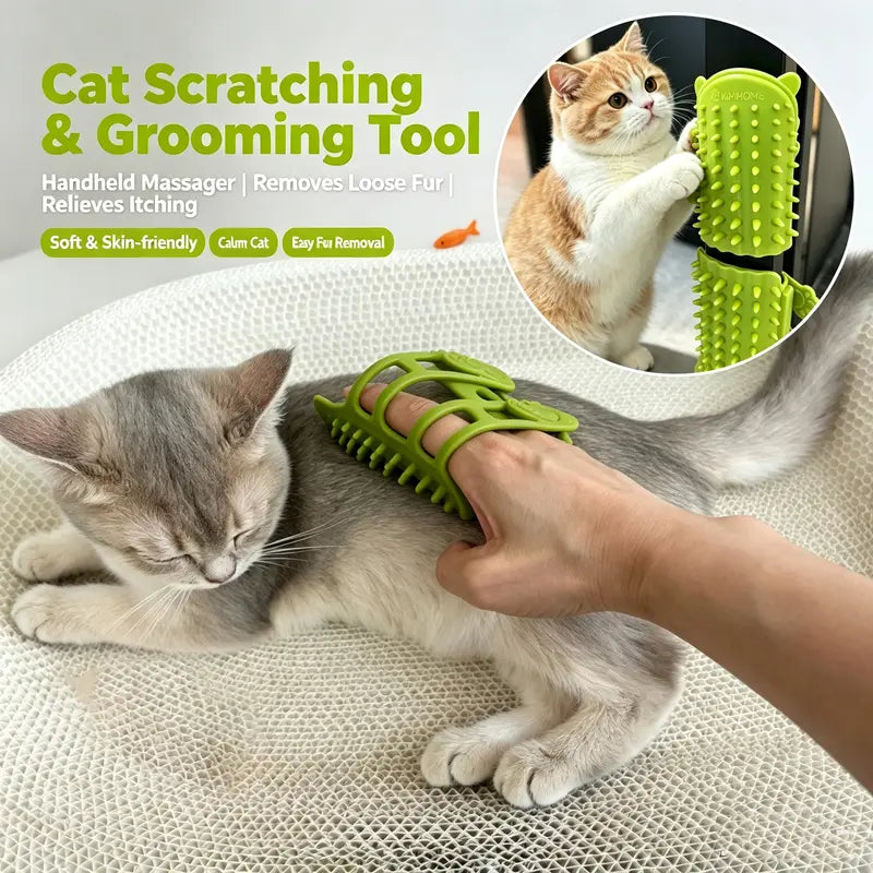 Cat Self Grooming Brush 2-Pack, Wall Corner Massager Comb with Silicone Bristles, Scratching & Hair Removal Relief for Cats & Kittens, Durable