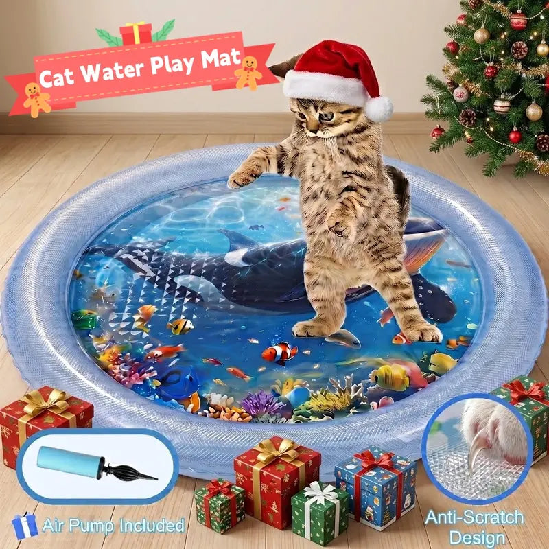 Thickened Anti-Scratch Leakproof Cat Water Mat - Indoor Durable Interactive Toy, Pet Cooling Mat, Christmas Gift, Cat Accessories, Pet Supplies