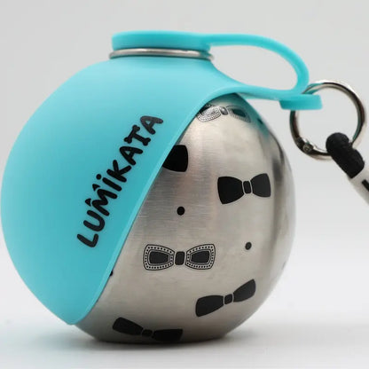 Lumikata 2-in-1 Portable Dog Water Bottle, 10oz Stainless Steel with Foldable Silicone Bowl, Leak-Proof, for Small Dogs, Walking, Travel & Outdoor