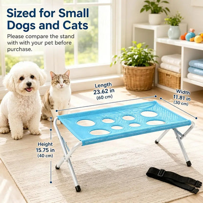 Dog Bath Hammock, Breathable Mesh Pet Grooming Stand with Safety Strap, Foldable Wash Support Holder for Small & Medium Dogs and Cats, Portable